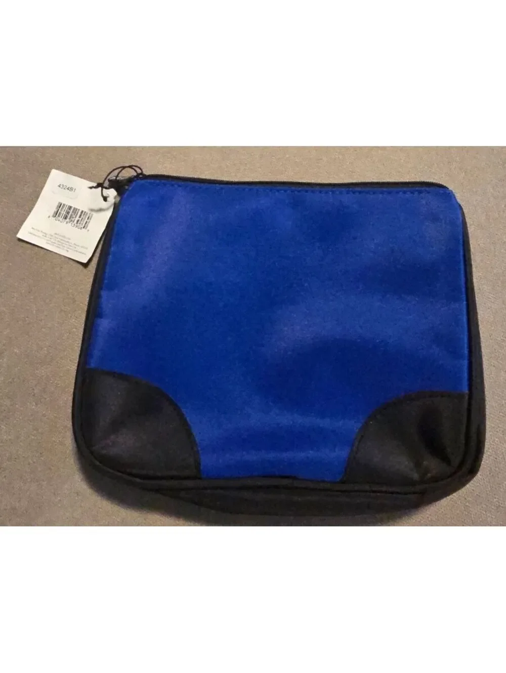 Philosophy Blue and Black Zippered Pouch with Text Interior Lining